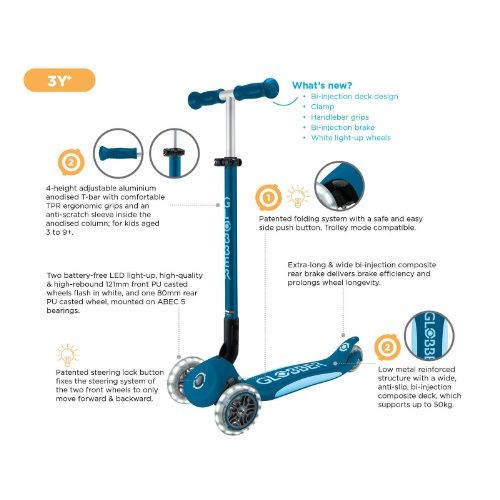Globber Primo Fold Plus Lights Scooter - V2