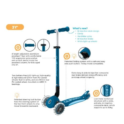Globber Primo Fold Plus Lights Scooter - V2