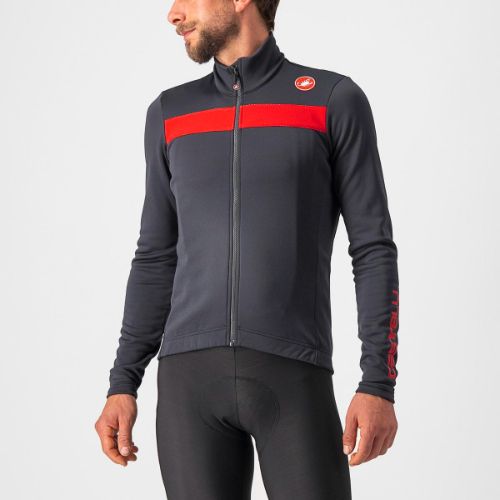 Castelli Puro 3 Winter Jersey - Dark Gray/Red