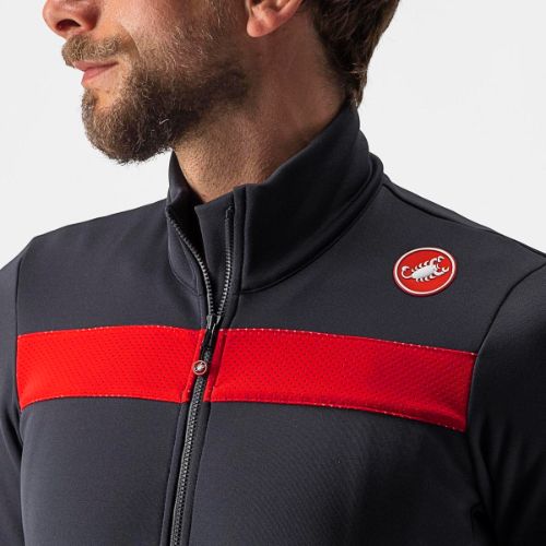 Castelli Puro 3 Winter Jersey - Dark Gray/Red