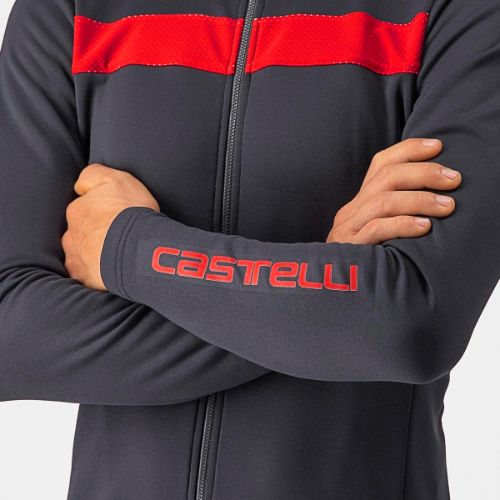 Castelli Puro 3 Winter Jersey - Dark Gray/Red