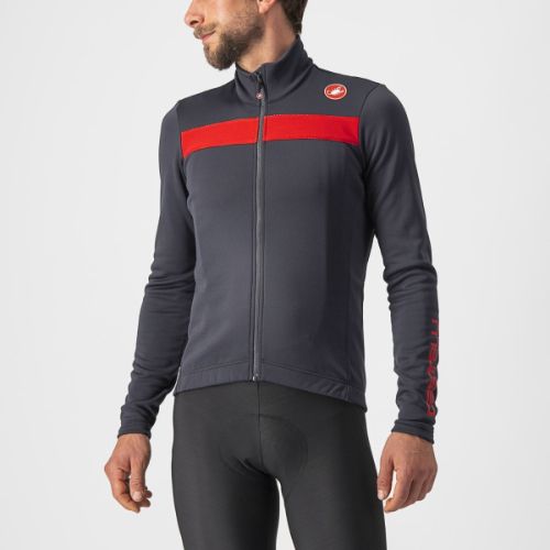 Castelli Puro 3 Winter Jersey - Dark Gray/Red