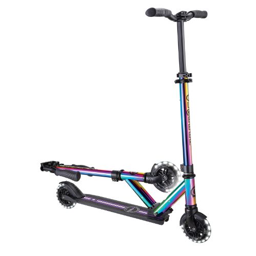 Globber Flow Element Lights Scooter - Neochrome + Black Deck
