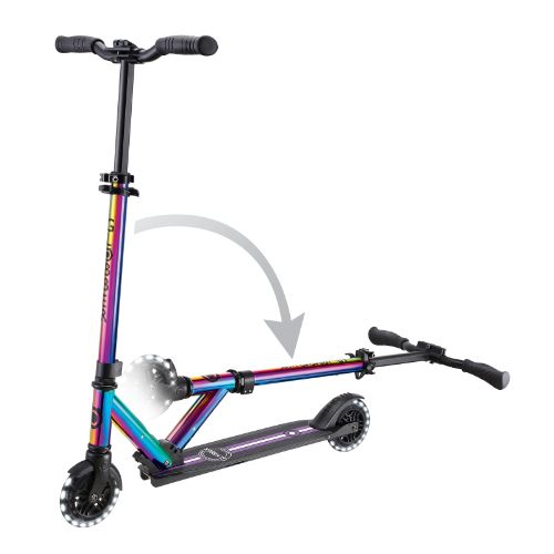 Globber Flow Element Lights Scooter - Neochrome + Black Deck