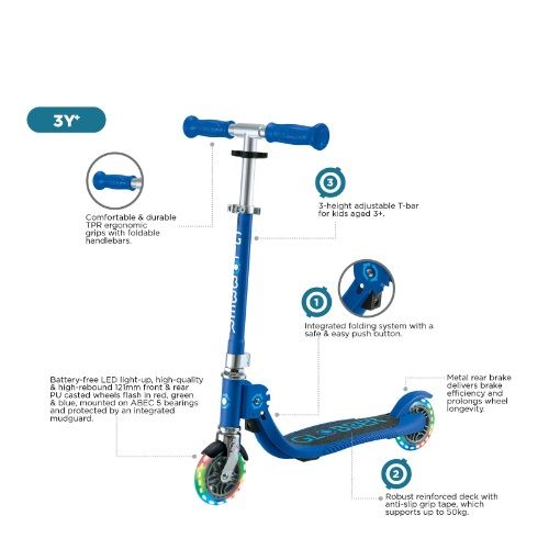 Globber Flow Foldable Junior Scooter With Lights