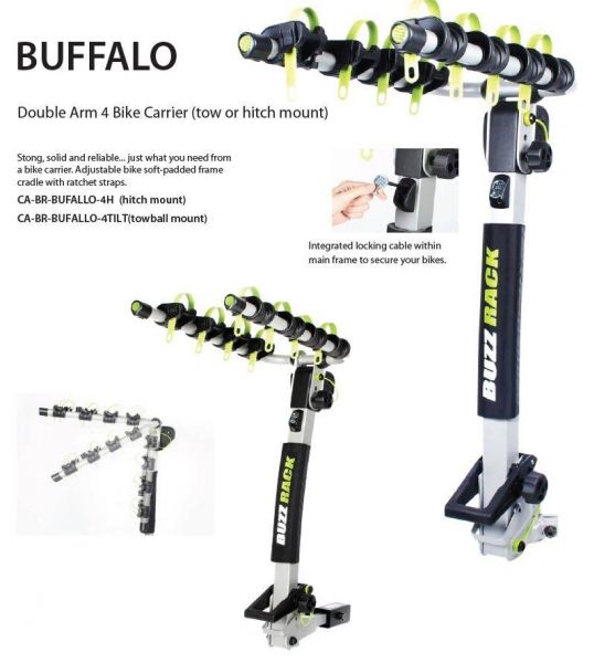 BuzzRack Buffalo 4 Bicycle Tilting Carrier - Towball - SUPER SALE