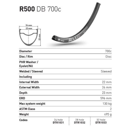 DT Swiss R500 Db Rim - 700C/29