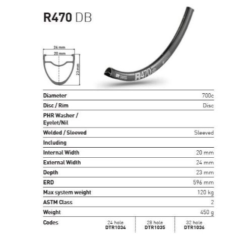 DT Swiss R470 Db Rim - 700C 28H Black