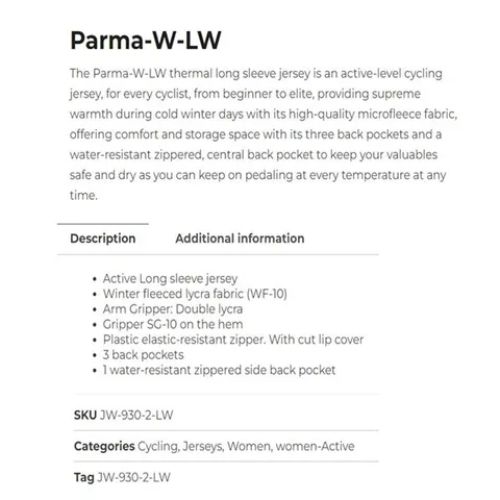 Funkier Women's Parma Winter Long Sleeve Jersey