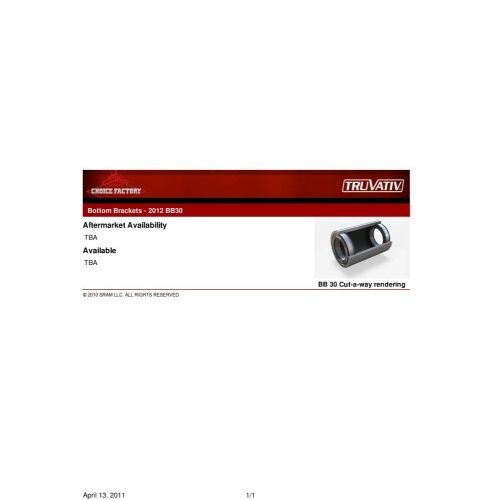 Truvativ BB30 Bearing Assembly For BB30