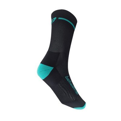 BELLWETHER OPTIME CYCLING SOCK - BLACK/AQUA