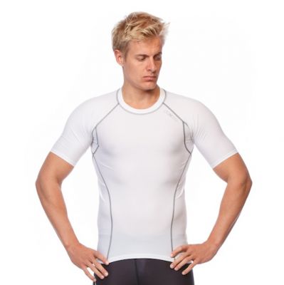SIX30 Mens Short Sleeve Compression Top - White