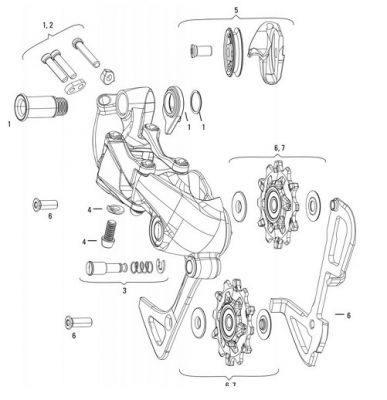 Sram GX DH/X01DH 7 Speed Rear Derailleur B-Bolt & Limit Screw Kit