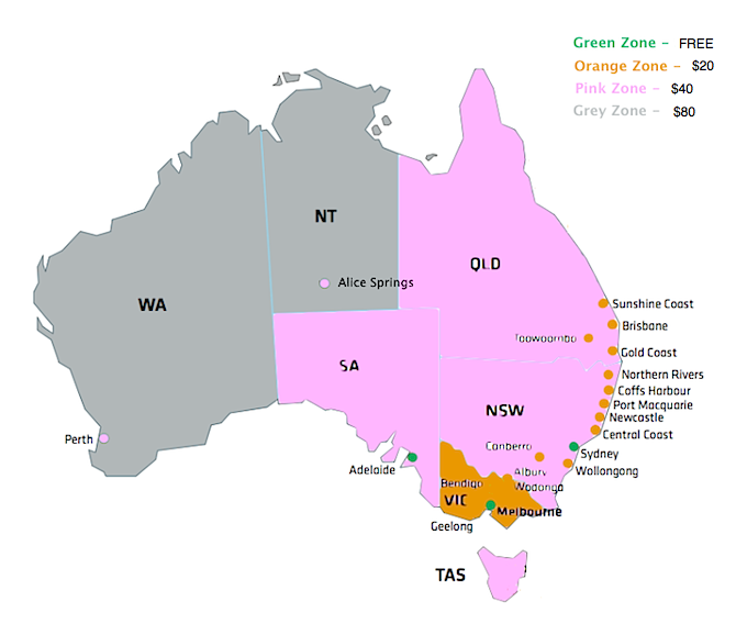 direct freight delivery zone map bike cases
