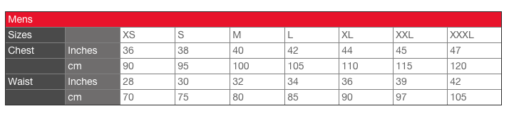 Men's sizes
